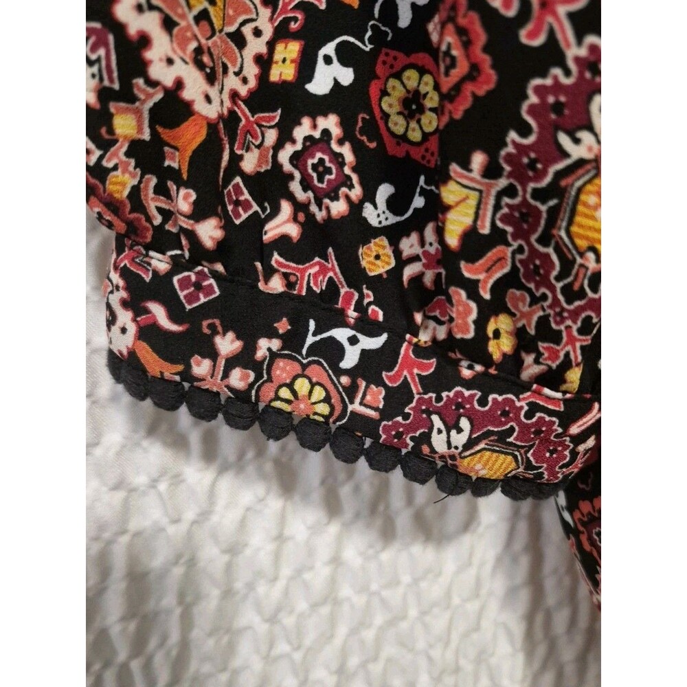 Women's Loft Plus Size 24 Black Floral Long Sleeve Blouse Polyester K0324 - Picture 5 of 9